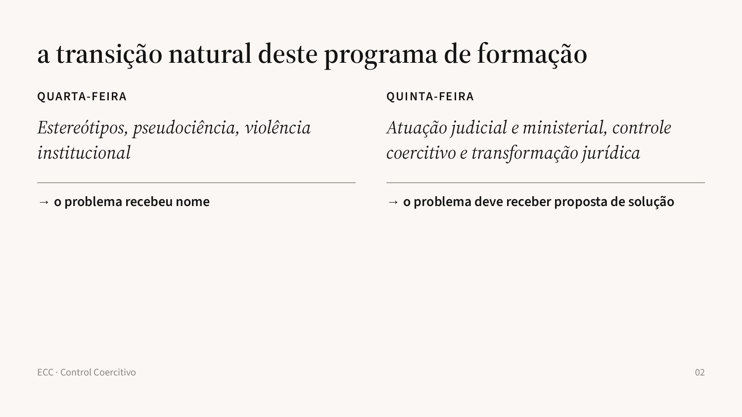 Slide 2: a transição natural do programa