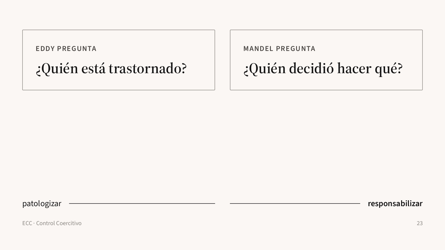 Diapositiva 23: Patologizar / responsabilizar